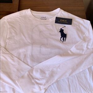 Polo by Ralph Lauren White and Blue Long Sleeve Tee